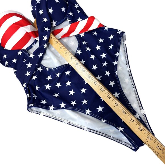 Patriotic Red White Blue One Piece Swimwear Size M NWT - Picture 6 of 8